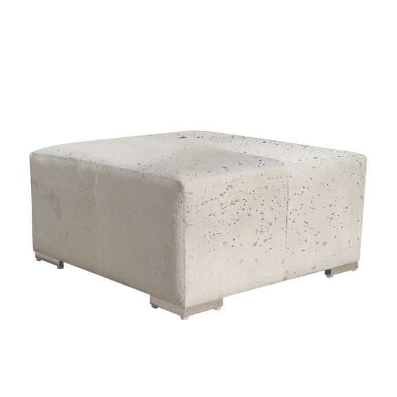 Pasargad Home Safari Collection Cowhide & Steel Ottoman, Silver