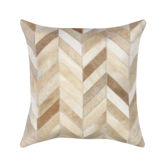 Pasargad Home Safari Chevron L. Brown Cowhide 17 Inch Decorative Throw Pillow
