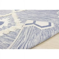 Pasargad Home Santa Fe 9' x 12' Machine-Made Wool Ivory/Blue Rug - All Ages, Indoors