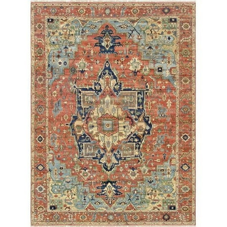 Pasargad Home Serapi 10' x 14' Hand-Knotted Wool Rust Rug - All Ages, Indoors