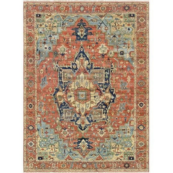 Pasargad Home Serapi 10' x 14' Hand-Knotted Wool Rust Rug - All Ages, Indoors