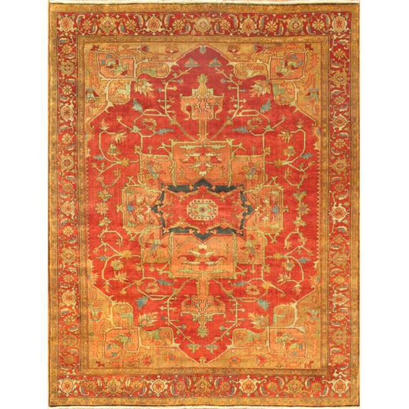 Pasargad Home Serapi 168" x 188" Hand-Knotted Wool Area Rug in Rust Orange