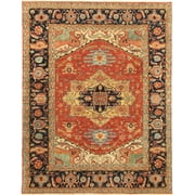 Pasargad Home Serapi 4' X 6' Hand-Knotted Lamb's Wool Rust/Navy Rug - All Ages, Indoors