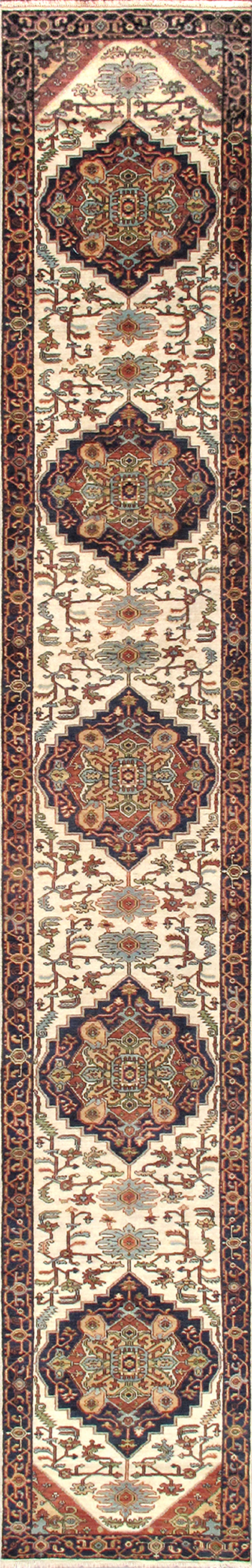 Serapi Rust Hand-Knotted Wool Runner Rug 2'11" x 24'2"
