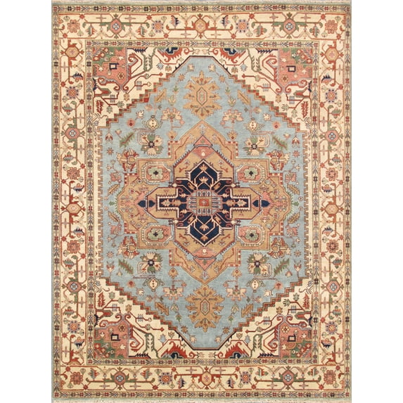 Pasargad Home PB-10BLB 10x14 Serapi Collection Hand-Knotted L. Blue Wool Area Rug-10' 0' X 14' 0'