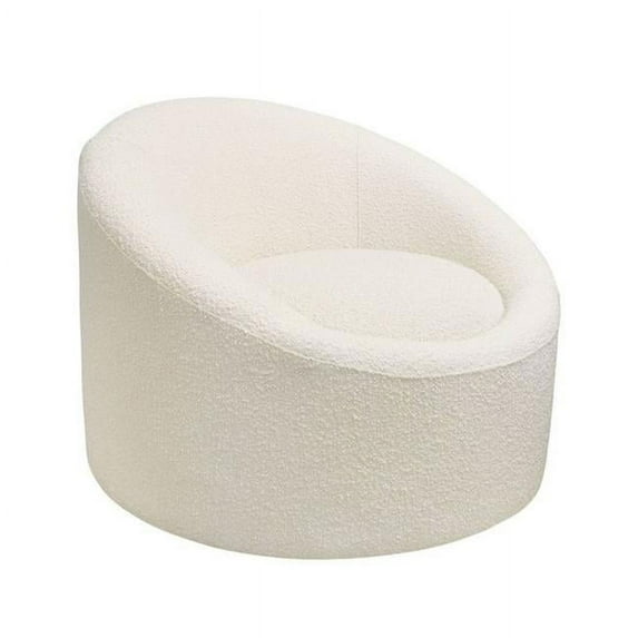Pasargad Home Sienna Modern Poly Fabric & Iron Swivel Chair in Ivory