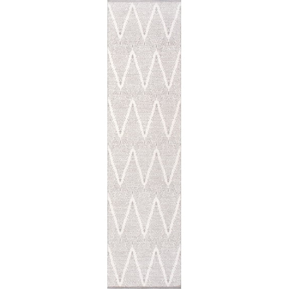 Pasargad Home Simplicity 2.06' x 10' Hand-Woven Cotton Grey/Ivory Rug - All Ages, Indoors