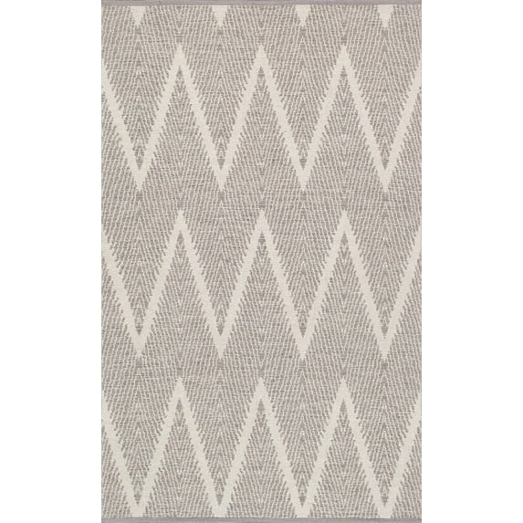 Pasargad Home Simplicity 8' x 10' Hand-Woven Cotton Grey/Ivory Rug - All Ages, Indoors