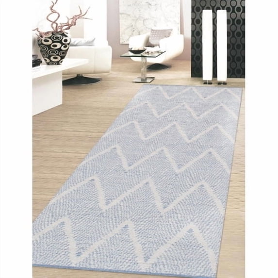 Pasargad Simplicity Hand-Woven Cotton Aqua Area Rug