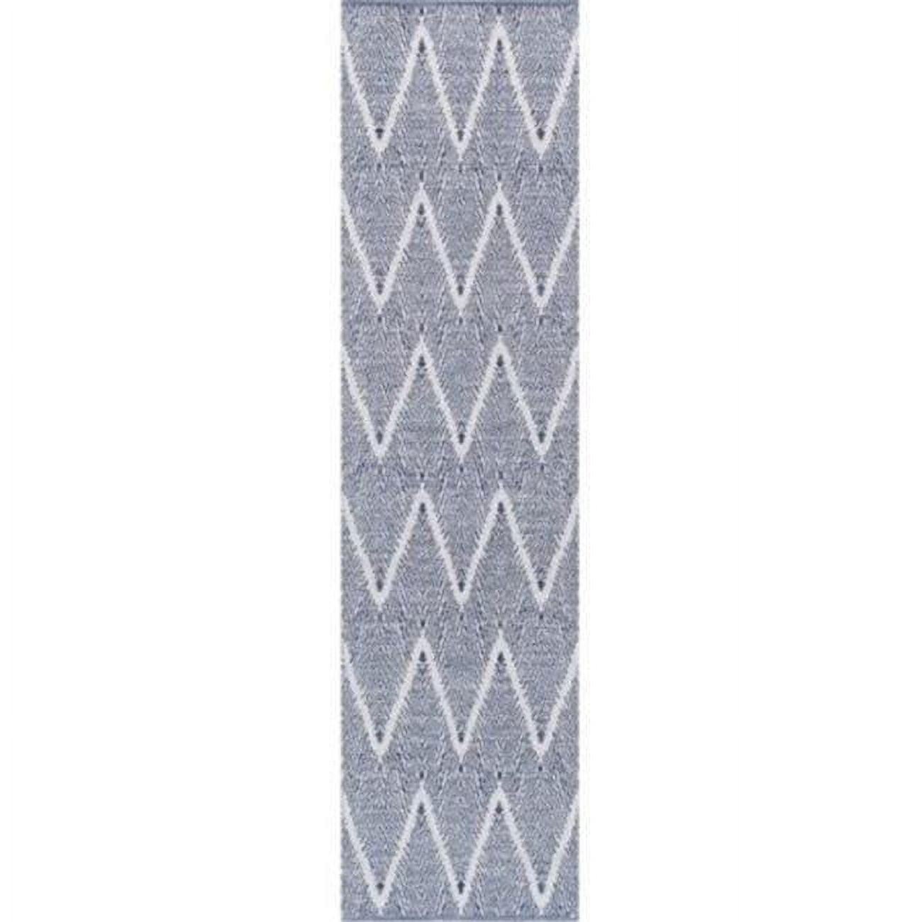 Navy Simplicity Hand-Woven Cotton Chevron 9' x 12' Rug
