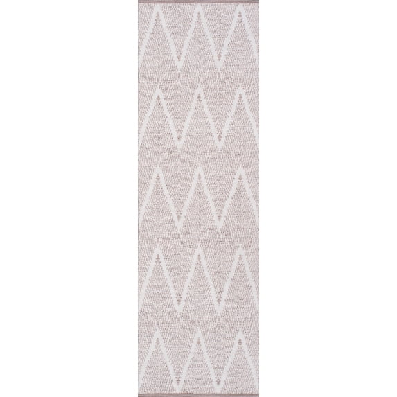 Pasargad Home Simplicity 30" x 96" Hand-Woven Cotton Runner rug in Beige/Ivory