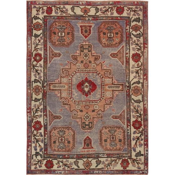 Pasargad Home Sivas 56" x 80" Lamb's Wool Area Rug in Light Blue/Beige