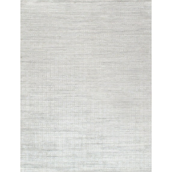 Pasargad Home Slate Collection Hand-Loomed Ivory/Beige Bsilk & Wool Area Rug- 9' 0" X 12' 0"