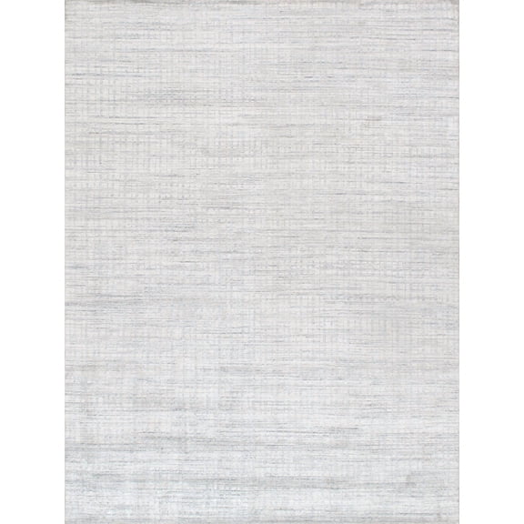 Pasargad Home Slate Collection Hand-Loomed Ivory/Blue Bsilk & Wool Area Rug-10' 0" X 14' 0"