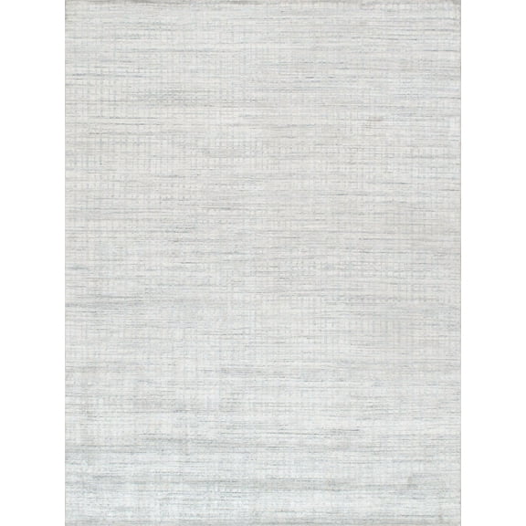 Pasargad Home Slate Collection Hand-Loomed Ivory/Blue Bsilk & Wool Area Rug- 9' 0" X 12' 0"