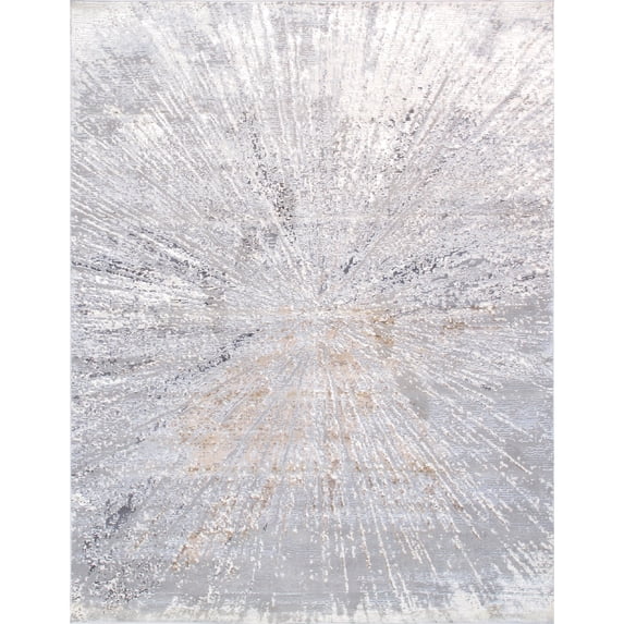 Pasargad Home Starburst Collection Power-Loomed White/Grey Area Rug- 4' x 6', For Indoor Space and all Age of Group