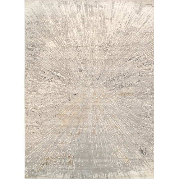 Pasargad Home Starburst Collection Power-Loomed White/Grey Area Rug- 5' x 8', For Indoor Space and all Age of Group