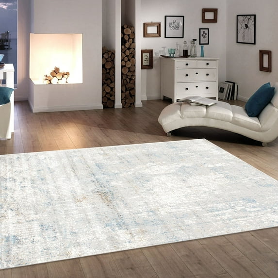 Pasargad Home Stella Collection Power-Loomed Beige/Light Grey Area Rug- 5' x 8', For Indoor Space and all Age of Group