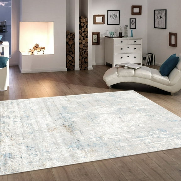 Pasargad Home Stella Collection Power-Loomed Beige/Light Grey Area Rug- 5' x 8', For Indoor Space and all Age of Group