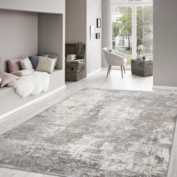Pasargad Home Stella Collection Power-Loomed Light Grey Area Rug- 2' x 3', For Indoor Space and all Age of Group