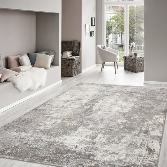 Pasargad Home Stella Collection Power-Loomed Light Grey Area Rug- 2' x 3', For Indoor Space and all Age of Group