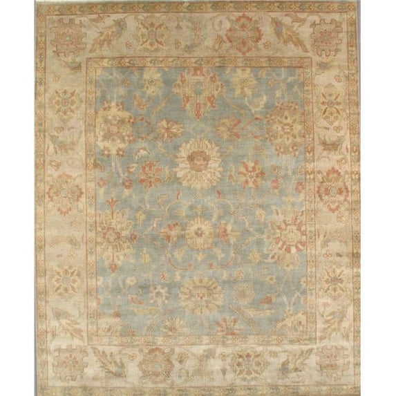 Pasargad Home Sultanabad 12' x 18' Hand-Knotted Lamb's Wool Light Blue/Ivory Rug - All Ages, Indoors