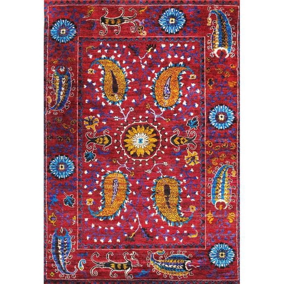 Pasargad Home Sultanabad 67" x 97" Sari Silk Fabric Runner Rug in Red
