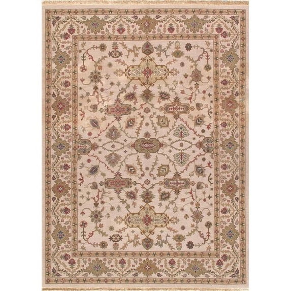 Pasargad Home Sumak 107" x 146" Contemporary Hand-Woven Wool Area Rug in Ivory