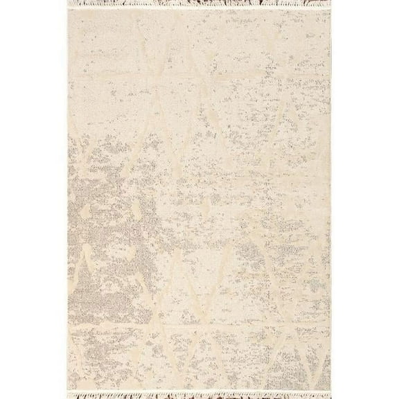Pasargad Home Sutton 4' x 6' Power-Loomed Ivory/Grey Rug, For Indoor Space and all Age of Group