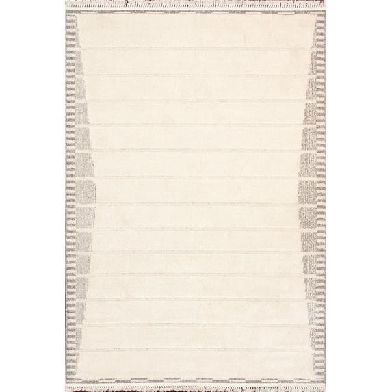 Pasargad Home Sutton 4' x 6' Power-Loomed Ivory/Grey Rug, For Indoor Space and all Age of Group