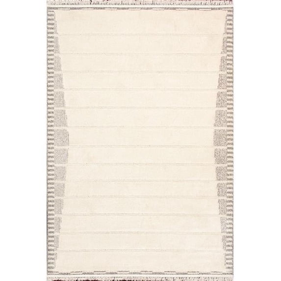 Pasargad Home Sutton 8' x 10' Power-Loomed Ivory/Grey Rug, For Indoor Space and all Age of Group