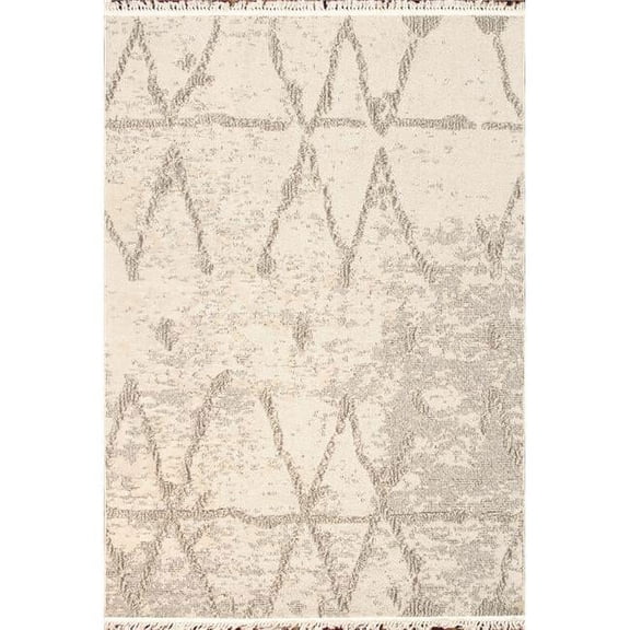 Pasargad Home  Sutton Polypropylene & Polyester Geometric Area Rug - Ivory - 4' 0in. X 6' 0in.