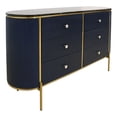 thumbnail image 1 of Pasargad Home Theodore Green Sideboard 6 Drawers and Metal Frame- Black Top, 1 of 10