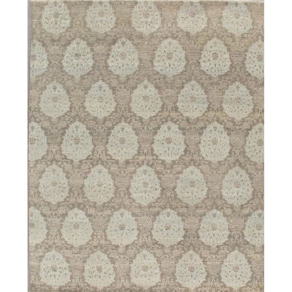 Pasargad Home Transitional 96" x 119" Hand-Knotted Lamb's Wool Area Rug in Gray