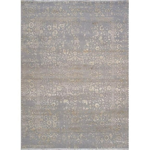 Pasargad Home PDC-2138 9X12 Transitional Hand-Knotted Grey Geometric Area Rug- 8'11'' X 12' 2''