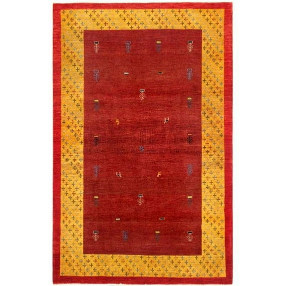 Pasargad Home Tribal Collection Hand-Knotted Lamb's Wool Area Rug- 4 ft. 0 in. X 5 ft. 5 in.