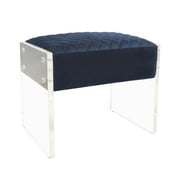 Pasargad Home Tribecca Collection Lucite & Velvet Vanity Stool for Indoor Space in Navy