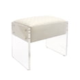 thumbnail image 1 of Pasargad Home Tribecca Collection Velvet Stool, Ivory, 1 of 8
