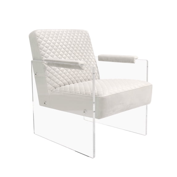 Pasargad Home Tribecca Modern Acrylic & Velvet Accent Chair in Ivory