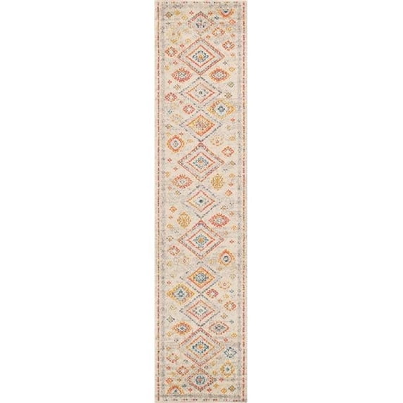 Pasargad Home Turkish Aldora 2.04' x 10' Power-Loomed Beige/Multi Rug, For Indoor Space and all Age of Group