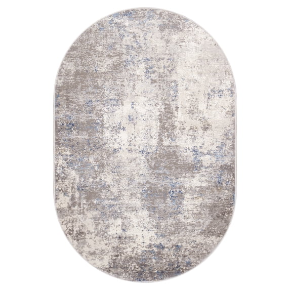 Pasargad Home Turkish Stella Design Power-Loomed Beige/Light Grey Oval Rug- 3' x 5', All Ages, Indoors