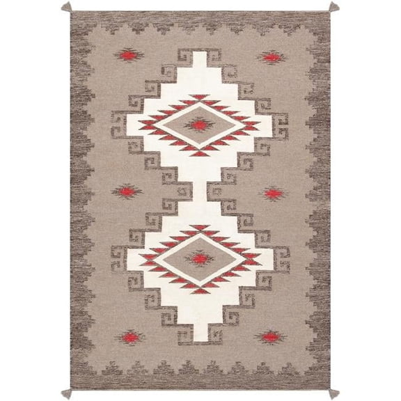 Pasargad Home Tuscany Collection Reversible Wool Ivory Area Rug- 4'11'' X 7' 3''