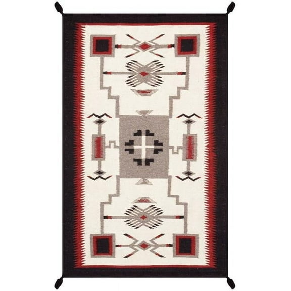 Pasargad Home Tuscany Collection Reversible Wool Ivory Area Rug- 5' 2'' X 6' 9''