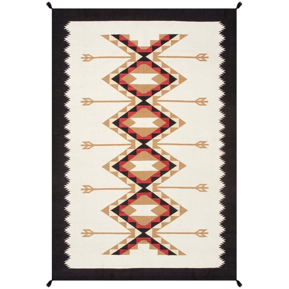 Pasargad Home PNT-350 6x9 Tuscany Collection Reversible Wool Ivory Area Rug- 6' 0'' X 8'11''