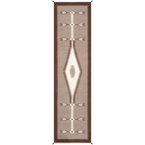 Pasargad Home PNT-344 2.07x10 Tuscany Collection Reversible Wool Mocha Area Rug- 2' 7'' X 10' 0''