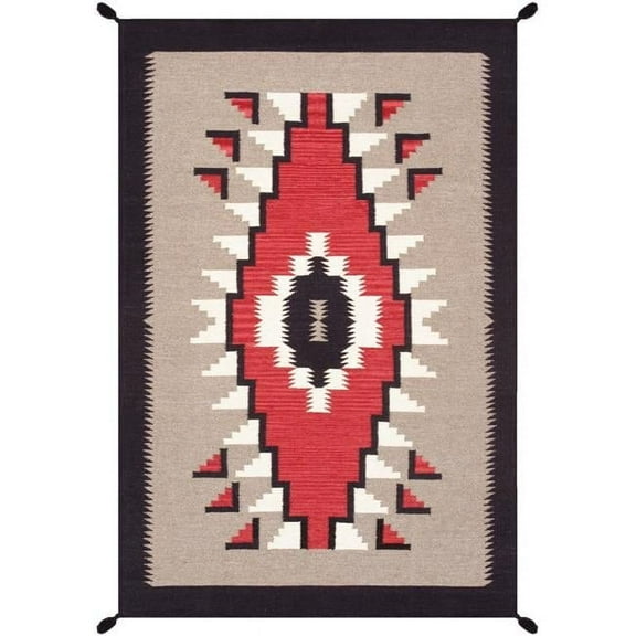 Pasargad Home Tuscany Collection Reversible Wool Mocha Area Rug- 4' 0'' X 5'11''