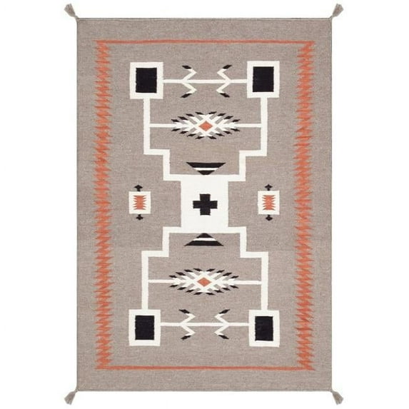 Pasargad Home Tuscany Collection Reversible Wool Mocha Area Rug- 4' 1'' X 5'11''