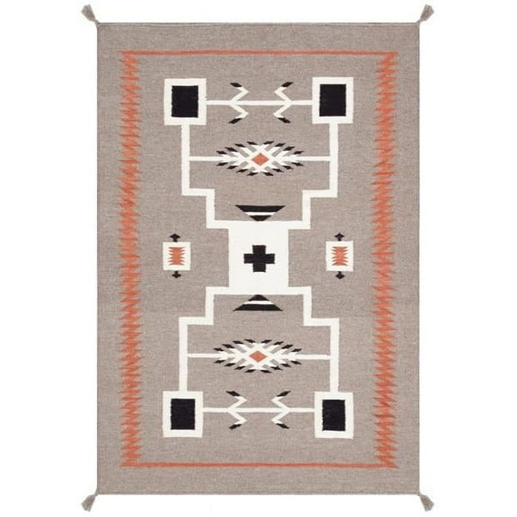 Pasargad Home Tuscany Collection Reversible Wool Mocha Area Rug- 4' 1'' X 5'11''