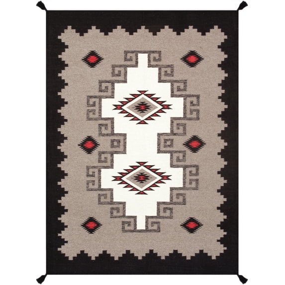 Pasargad Home PNT-295 5x7 Tuscany Collection Reversible Wool Mocha Area Rug- 5' 3'' X 7' 0''