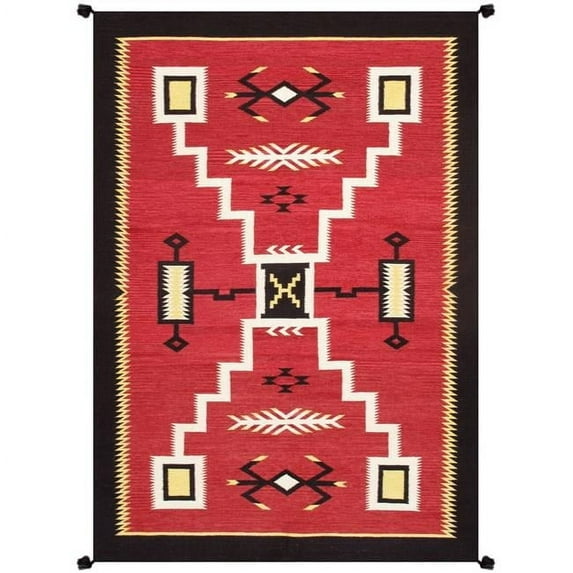 Pasargad Home Tuscany Collection Reversible Wool Red Area Rug- 6' 3'' X 8'10''